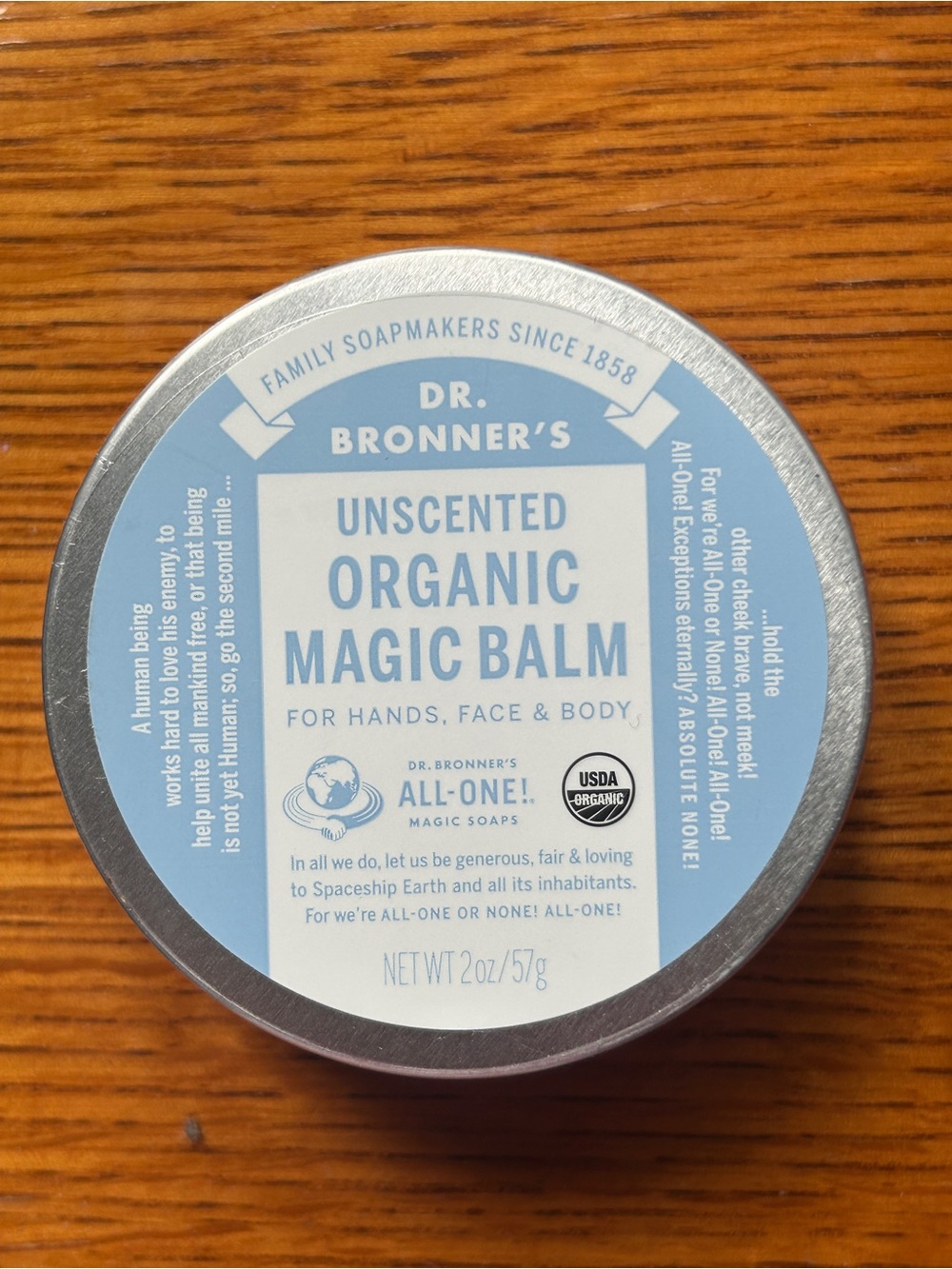 Dr. Bronner's Unscented Organic Magic Balm - Light Blue Tin